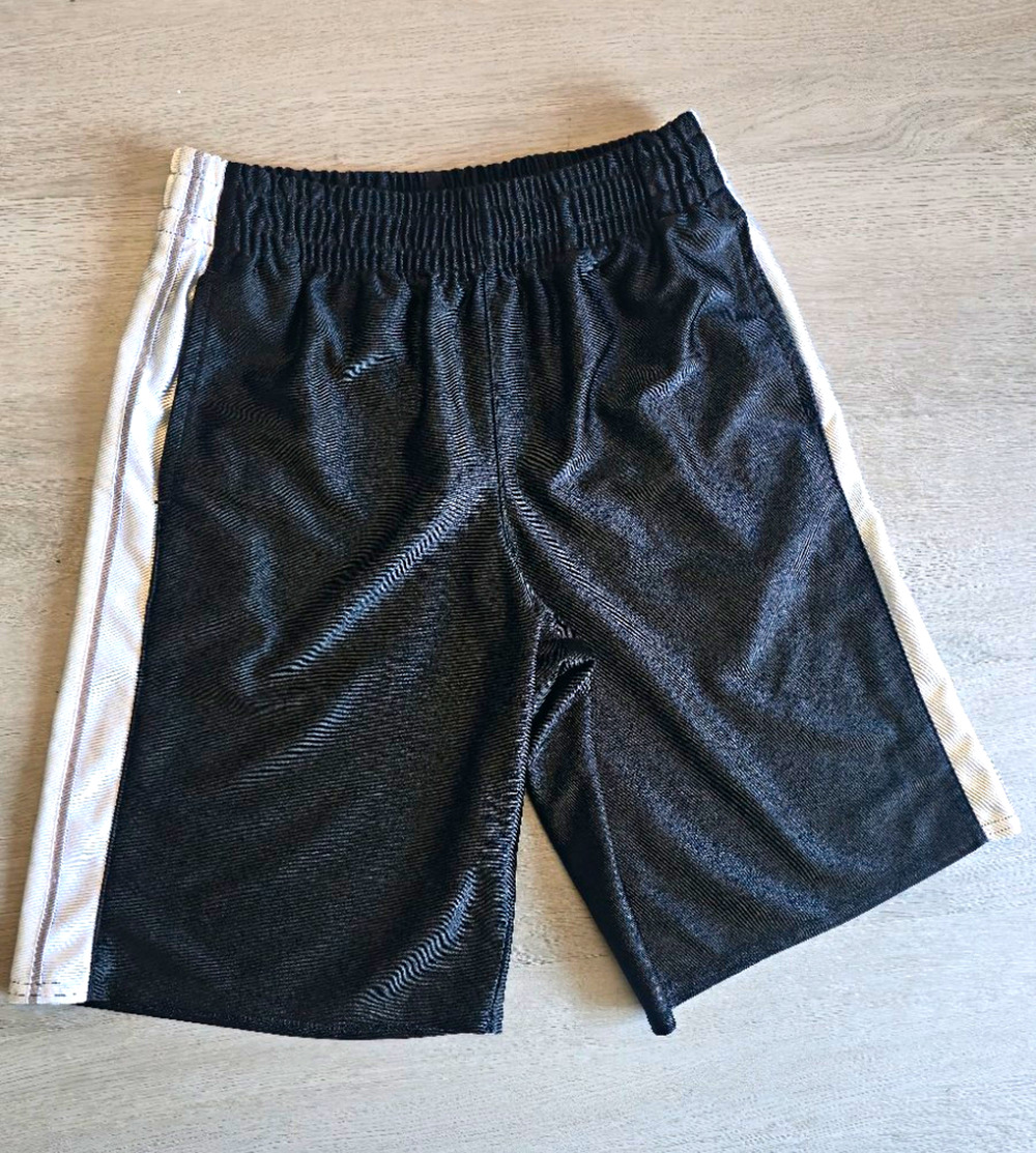 Tek Gear Boys Athletic Shorts Black/White M 6" Inseam Drawstring Elastic Waist
